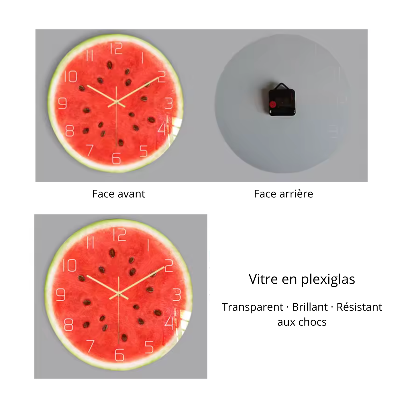 La Pastèque - Horloge Murale Originale Fruitée | Silencieuse