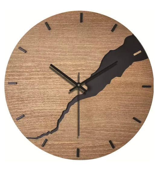 La Fissurée - Horloge Murale Bois Authentique | Silencieuse