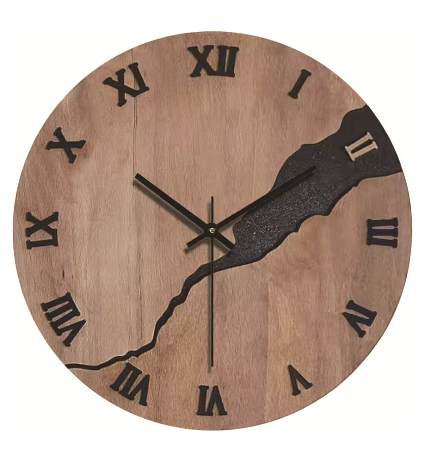 La Fissurée - Horloge Murale Bois Authentique | Silencieuse