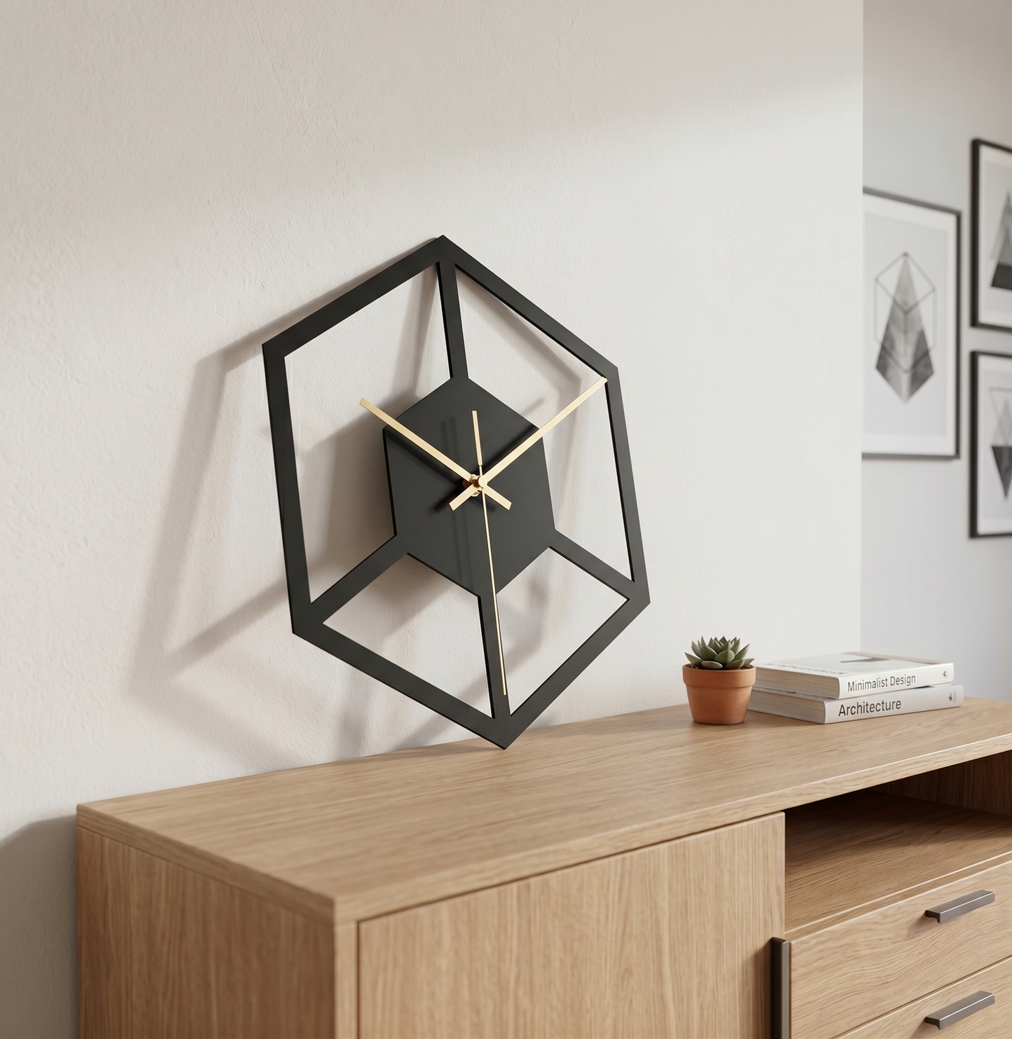 L'Hexagone - Horloge Murale Design Moderne | Silencieuse