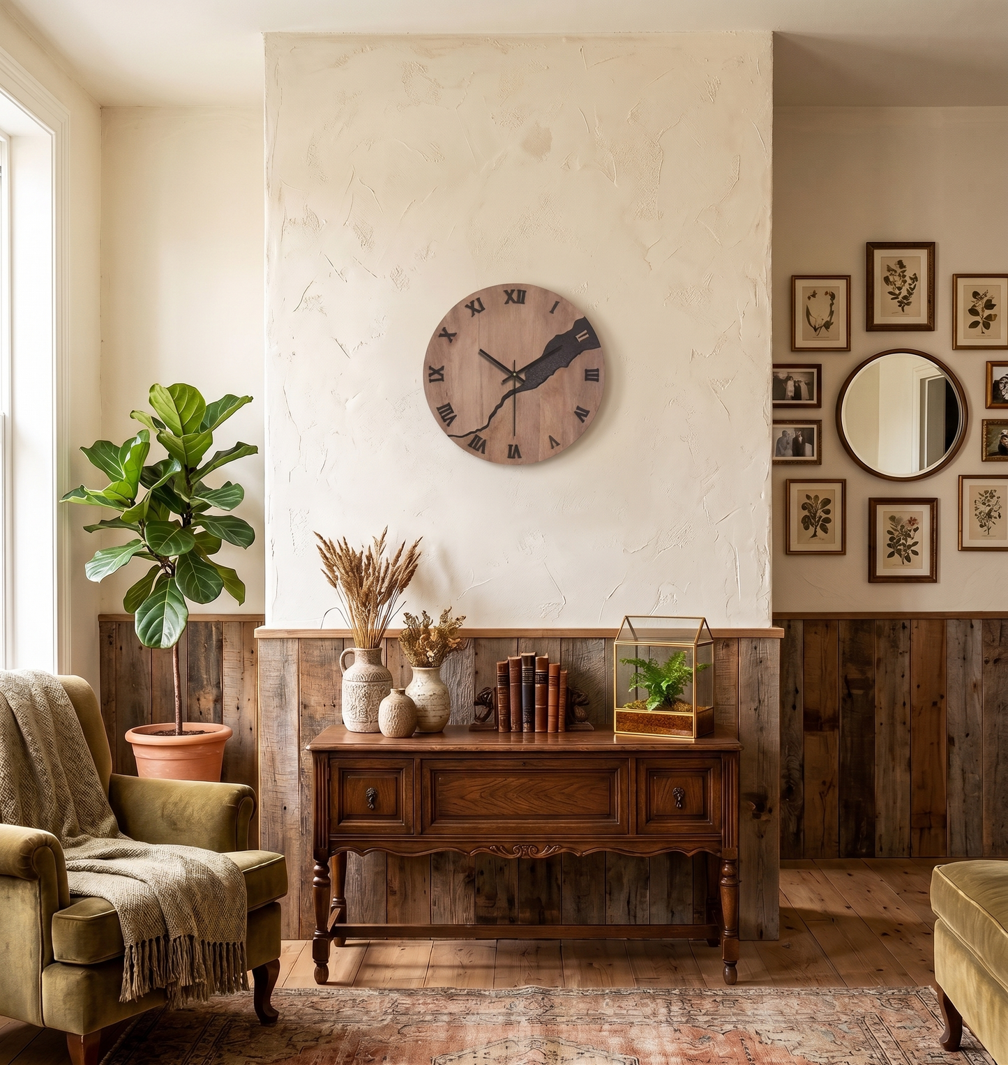 La Fissurée - Horloge Murale Bois Authentique | Silencieuse