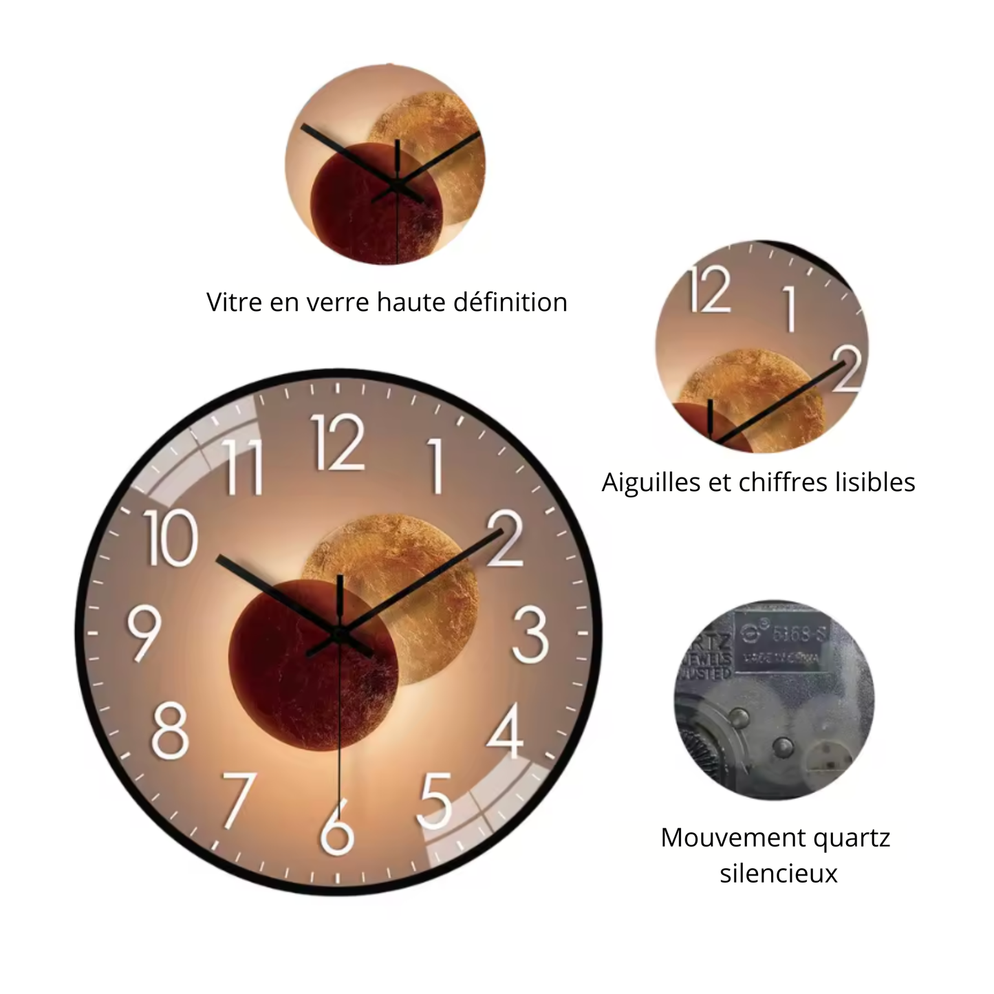 La Lumineuse - Horloge Murale Design Unique | Silencieuse