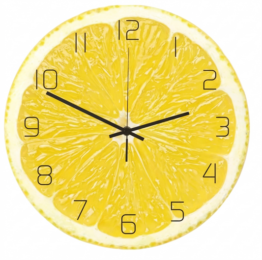 Le Citron Jaune - Horloge Murale Originale Fruitée | Silencieuse