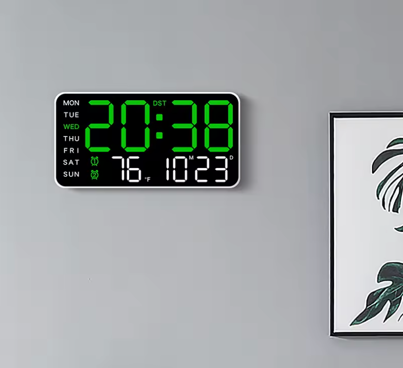 La Connectée - Horloge Murale Numérique Multifonctions | Silencieuse