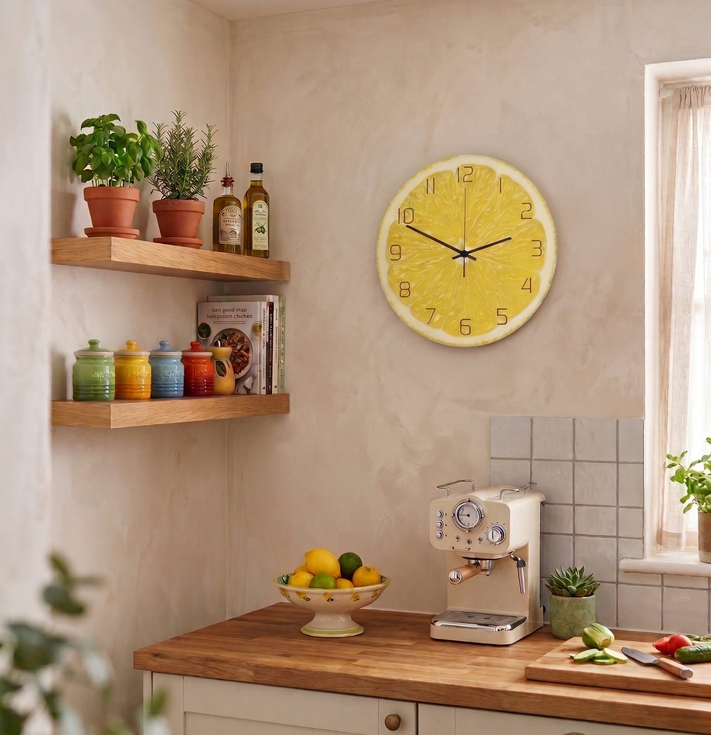 Le Citron Jaune - Horloge Murale Originale Fruitée | Silencieuse