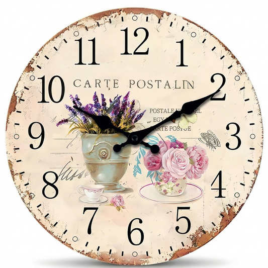 La Fleurie - Horloge Murale Vintage Raffinée | Silencieuse