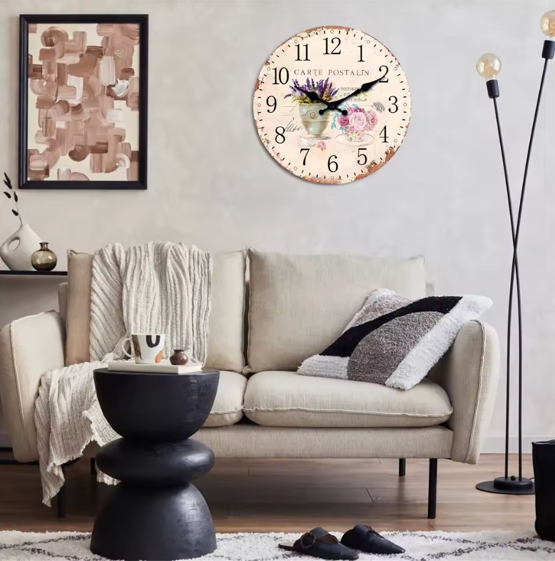 La Fleurie - Horloge Murale Vintage Raffinée | Silencieuse